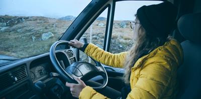 woman driving van