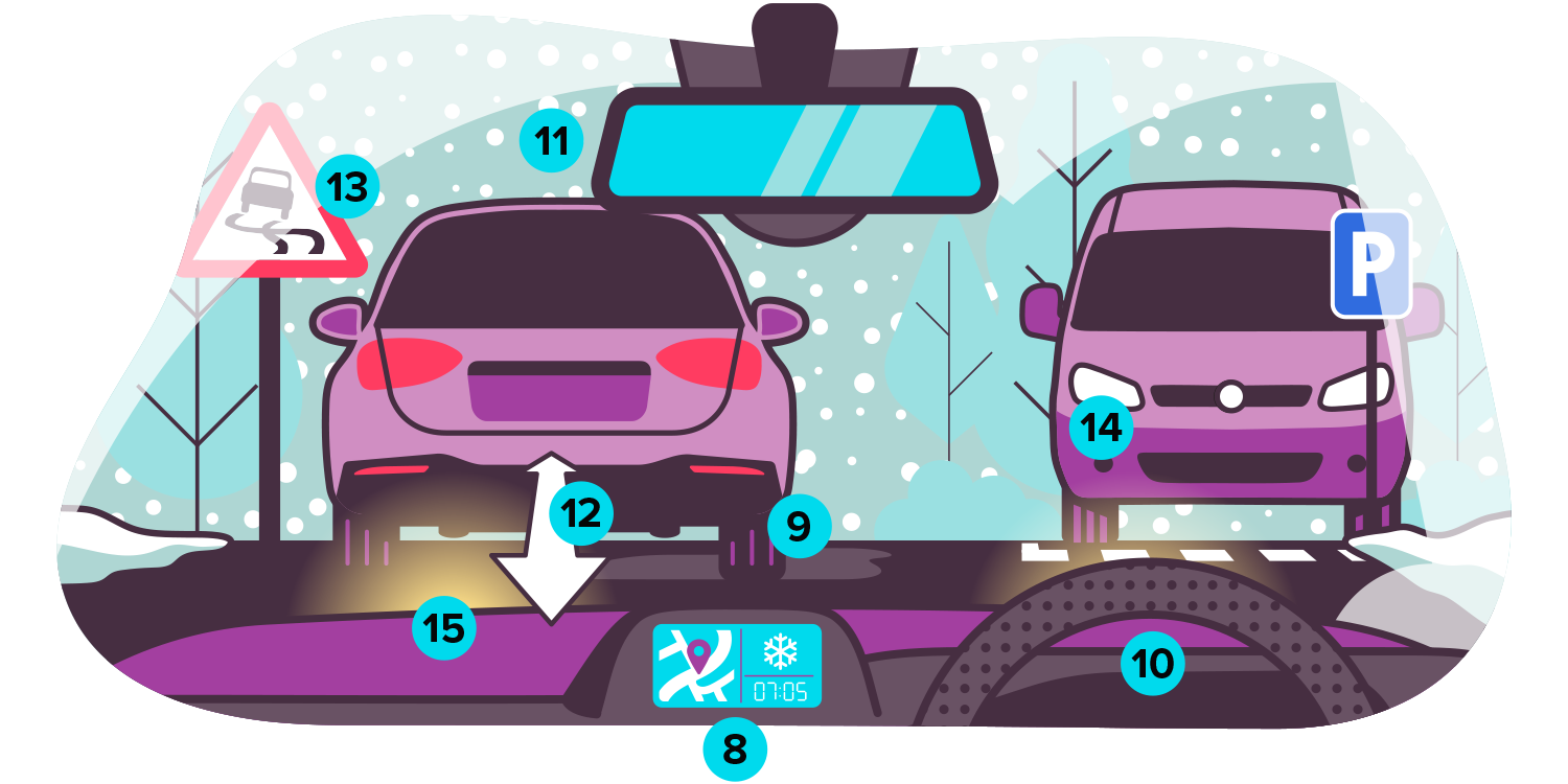 Illustration of safety tips for driving in icy conditions