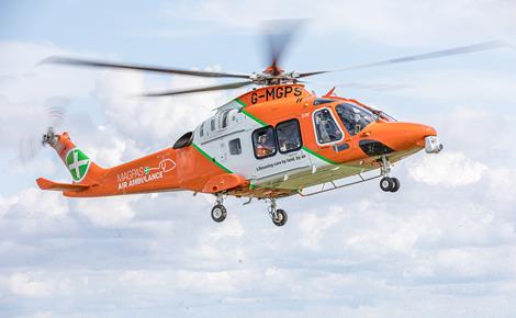 Air Ambulance helicopter in flight photo