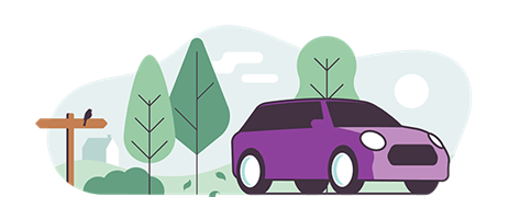 car illustration in purple