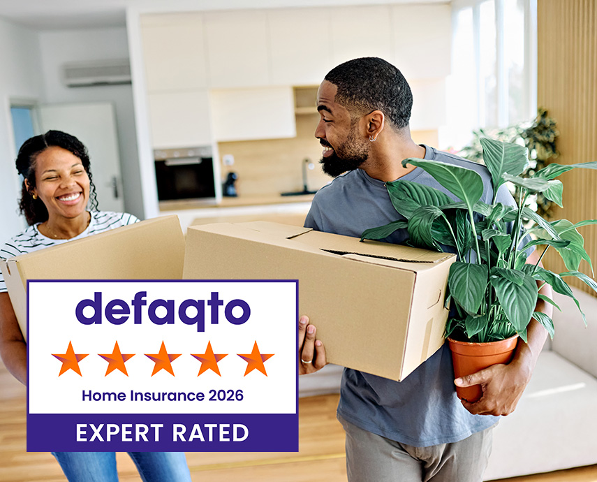 Family in hallway - defaqto logo 2026