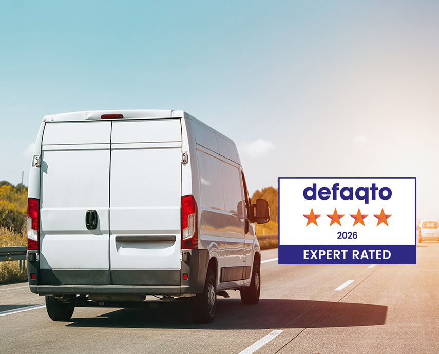 Van on motorway with defaqto logo 2026