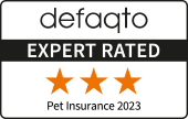 Defaqto 3 Star rated pet insurance logo 2023