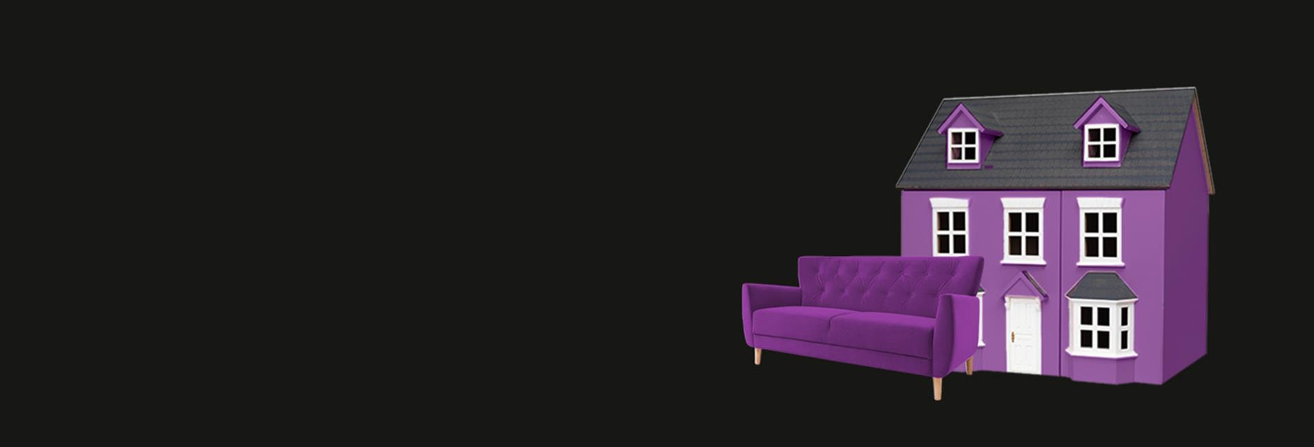 Purple house with purple sofa