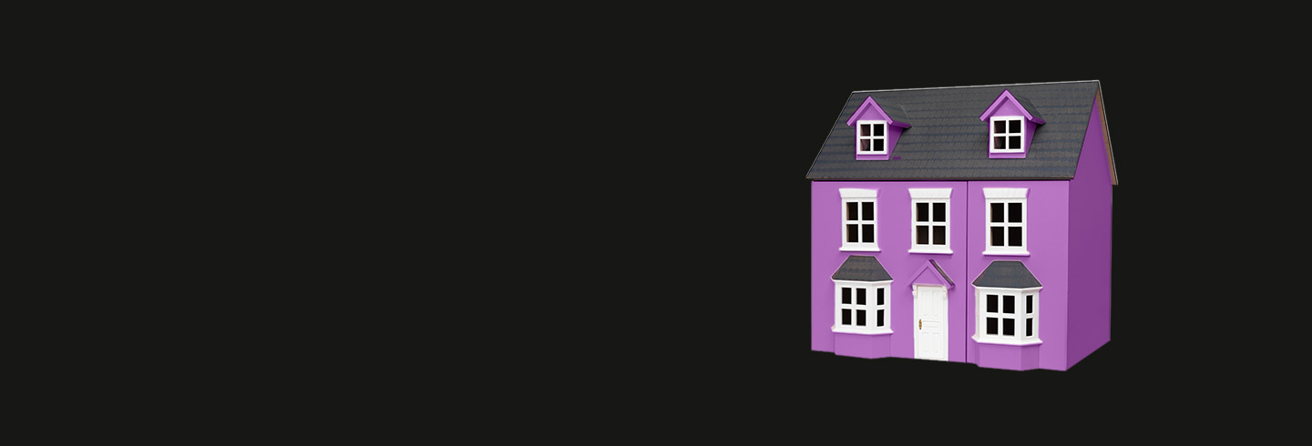 Purple house on black background