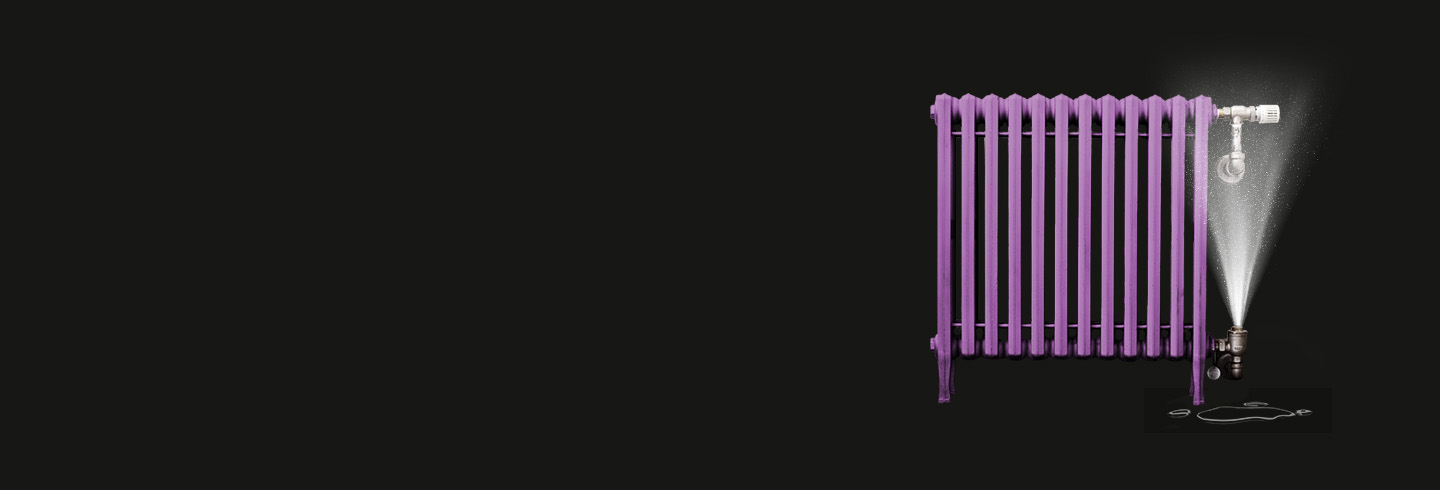 Purple victorian style radiator cut out on black background