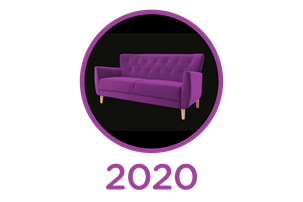 Purple sofa on black background