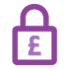 A purple lock with a pound sign in the centre