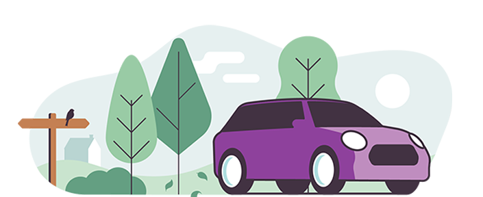 car illustration in purple