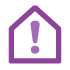 Purple home with exclamation mark icon 