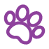 Purple icon of a dog paw