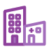 Icon of a purple office and surgery