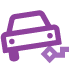 Icon of a purple broken down car on a grey background