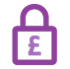 Icon of a purple lock with a pound symbol on a grey background