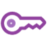 Icon of a purple key on a grey background