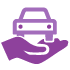 Icon of a purple car on a grey background