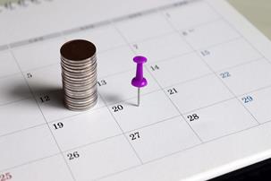 Purple pin on calendar