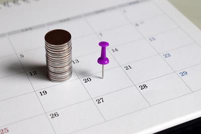 Purple pin on calendar