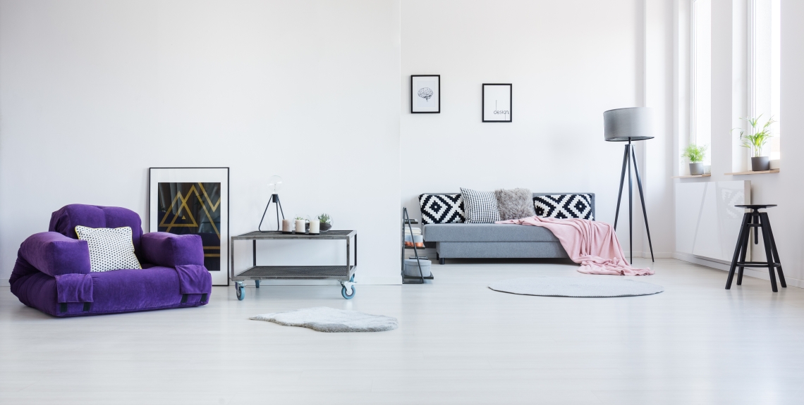 open plan living room with furniture