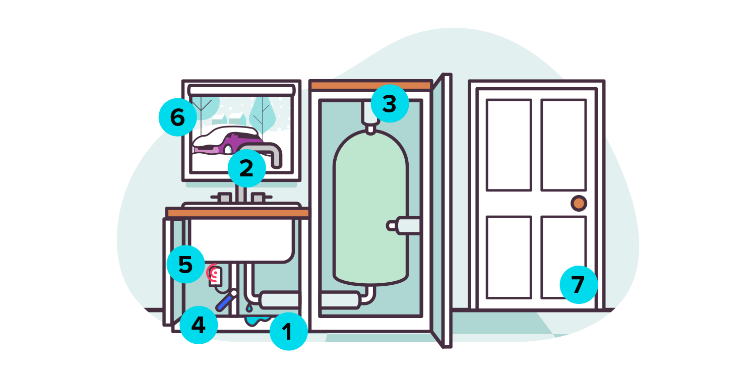 Illustration of preventative measures to protect your home from the cold weather