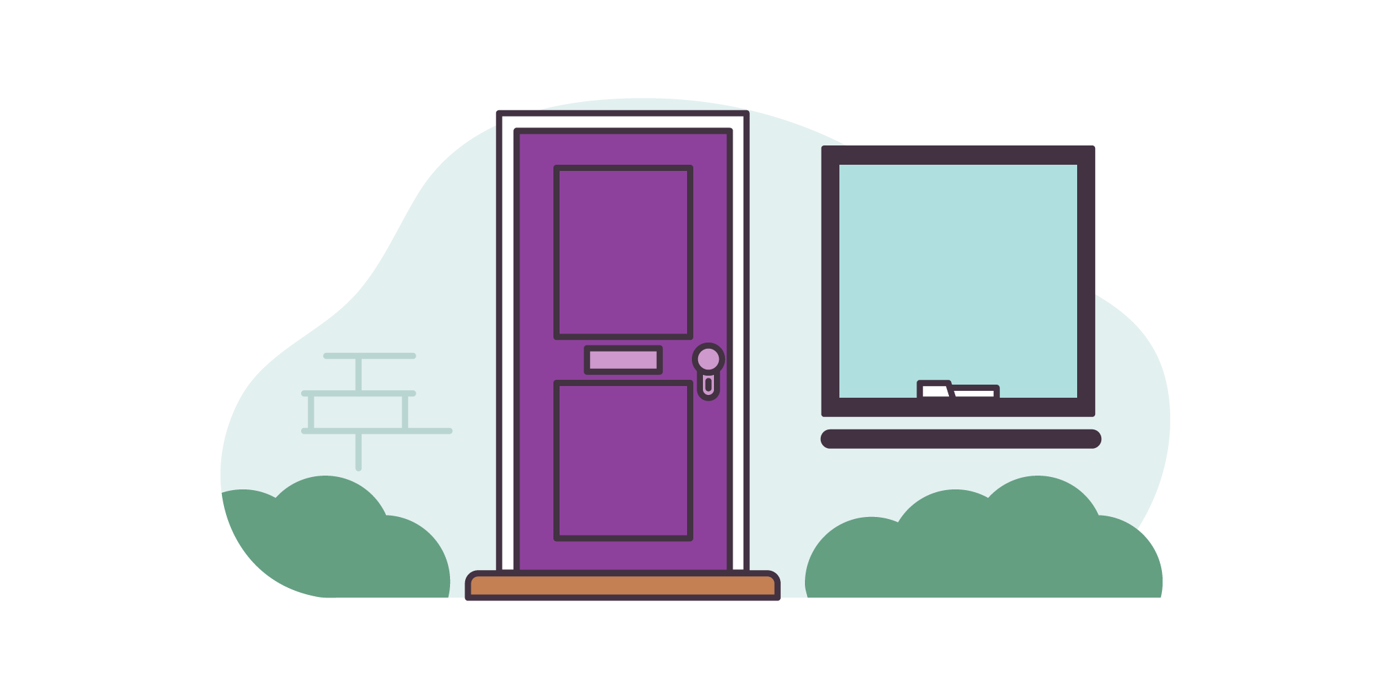 Illustration of a front door and locked window
