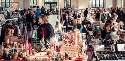 Indoor Christmas market stalls 