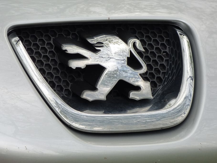 Silver Peugeot 208 car badge
