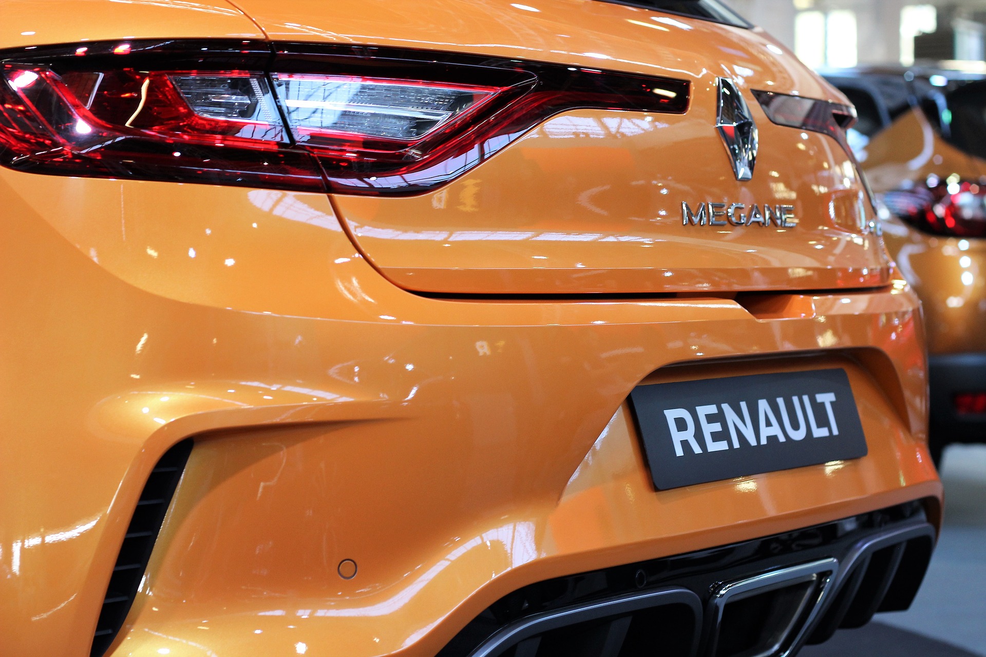 Orange Renault Megane car boot
