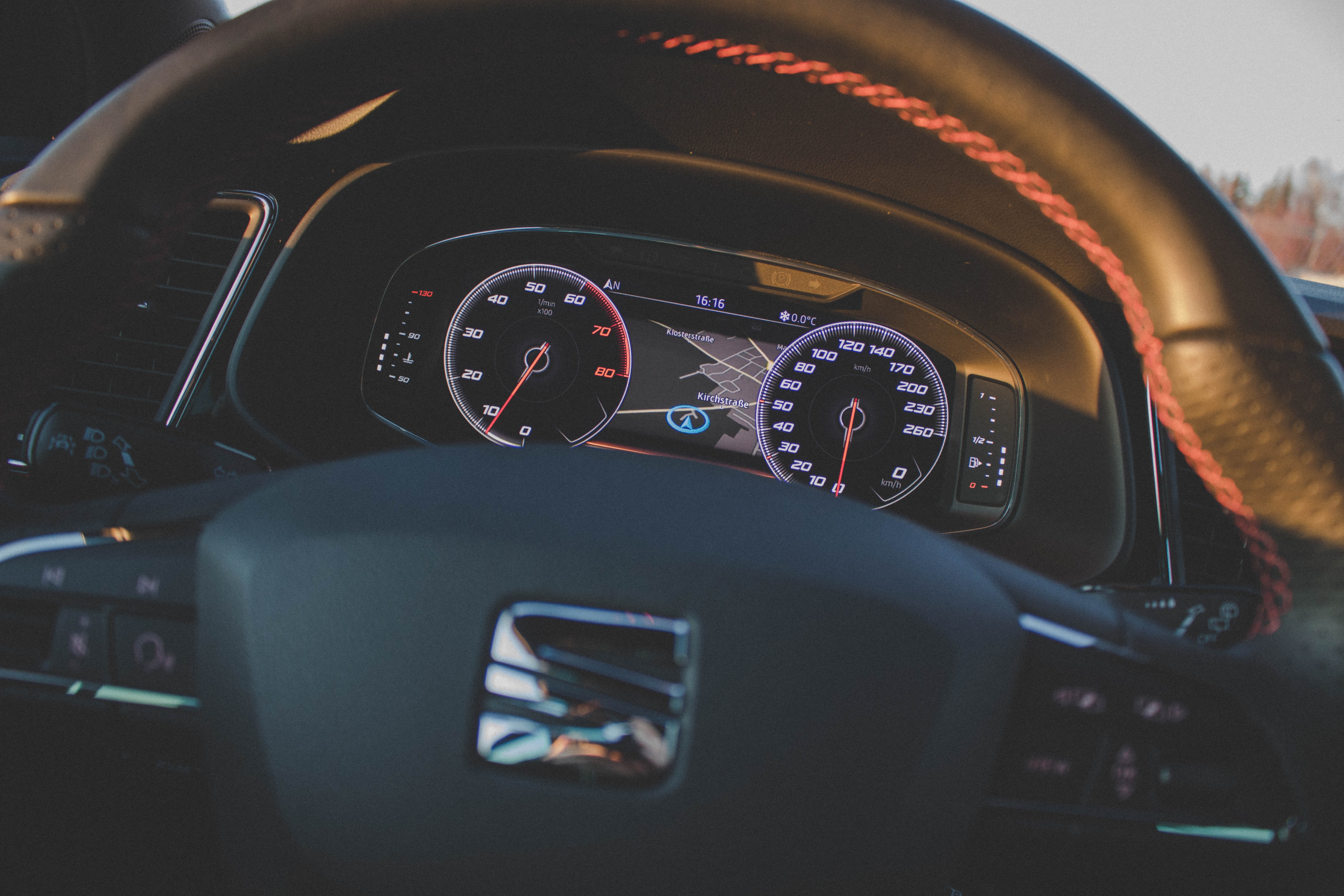 Black SEAT Leon steering wheel