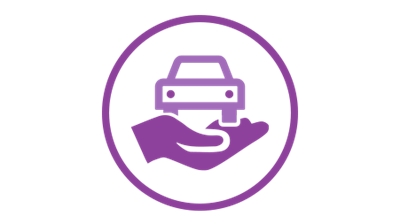 purple cut out of car in hand