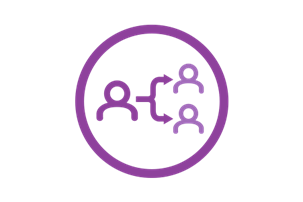 Purple icon for sharing with friends and family