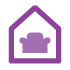 Icon of a purple house with a sofa inside