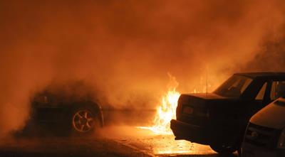 Car on fire in car park