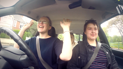 mother and daughter driving 