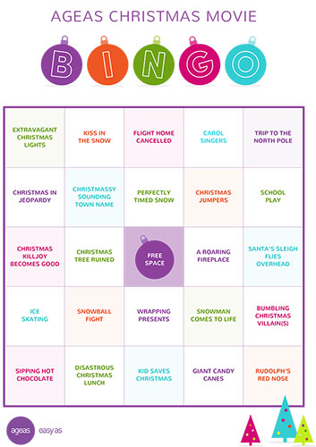 Ageas Christmas movie bingo card