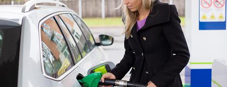 Woman putting fuel into her car