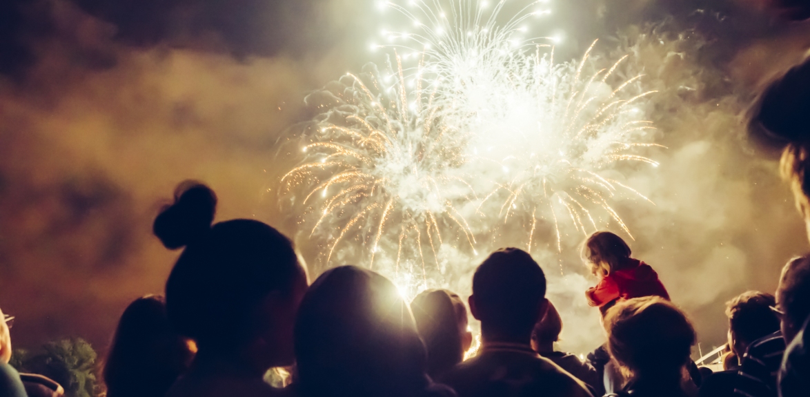 crowd of people watching fireworks on bonfire night