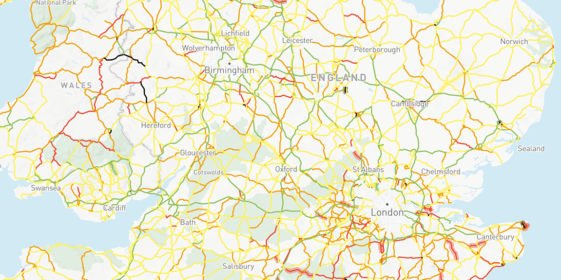 map of dangerous roads in the UK