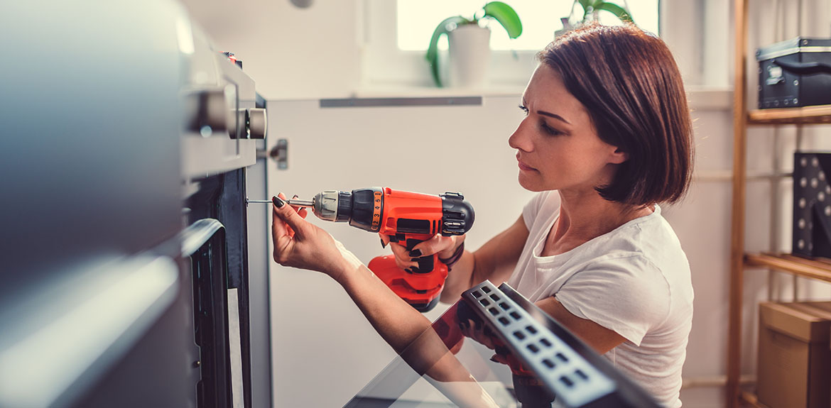 woman drilling home