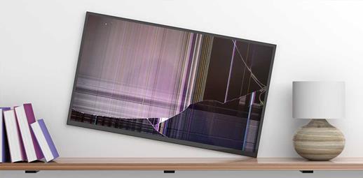 tv fallen off wall mounting and cracked