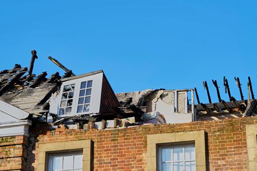 house with structural damage 