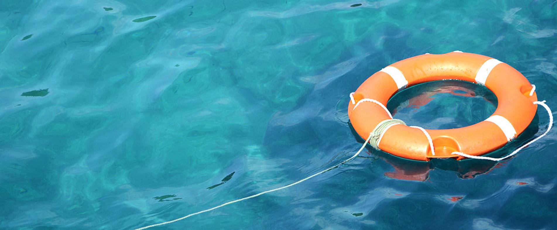 Lifebuoy floating on water